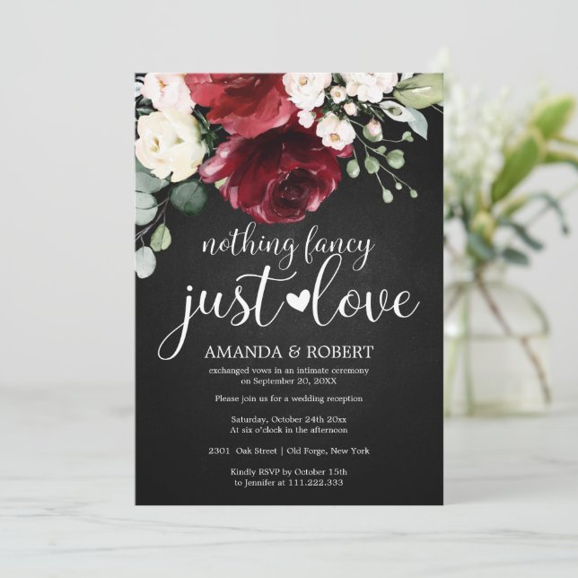 Nothing Fancy Just Love Rustic Wedding Invitations (Standing Front)