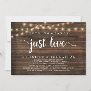 Nothing Fancy Just Love, Rustic Wedding Reception Invitation