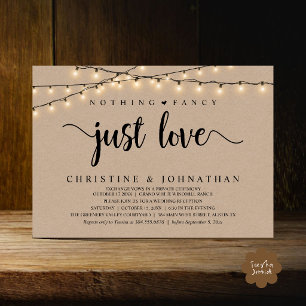 Nothing Fancy Just Love, Rustic Wedding Reception Invitation