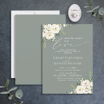 Nothing Fancy Just Love Sage Green Floral Wedding Invitation<br><div class="desc">Create the perfect invitation for a casual wedding,  or after-elopement reception celebration,  with this modern,  trendy,  eucalyptus and white watercolor florals,  hand lettered script typography,  over a sage green background. Contact designer for matching products. Copyright Elegant Invites,  all rights reserved.</div>