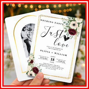 Nothing Fancy Just Love Sage Green PHOTO Wedding Invitation