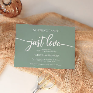 Nothing Fancy Just Love Sage Green Wedding Invite