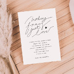 Nothing Fancy Just Love Script Typography Wedding Invitation<br><div class="desc">Modern typography wedding invitation template card featuring a hand lettered script that says "nothing fancy just love" in black on a white background. Simple and minimalistic design.</div>