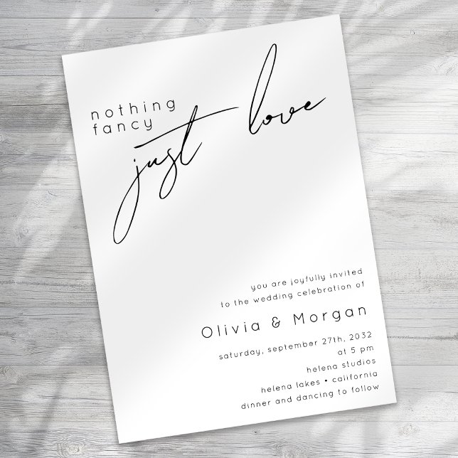 Nothing Fancy Just Love Script Wedding Invitation (Creator Uploaded)