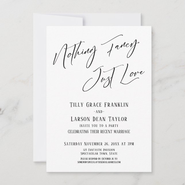 Nothing Fancy, Just Love Simple Elegant Typography Invitation (Front)