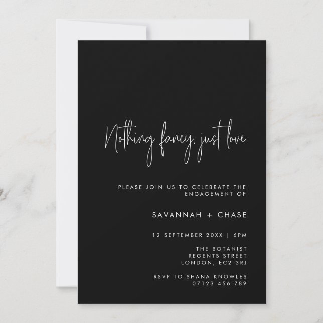 Nothing Fancy Just Love Simple Engagement Party Invitation (Front)