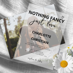 Nothing Fancy Just Love Simple Minimalist Script Vellum Invitations