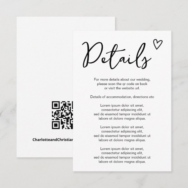 Nothing Fancy Just Love Simple QR Code Enclosure Card (Front/Back)