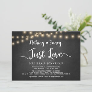 Nothing Fancy, Just Love, String Lights Elopement Invitation