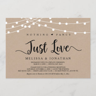 Nothing Fancy, Just Love, String Lights Elopement Invitation