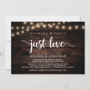 Nothing Fancy, Just Love, String Lights Elopement Invitation