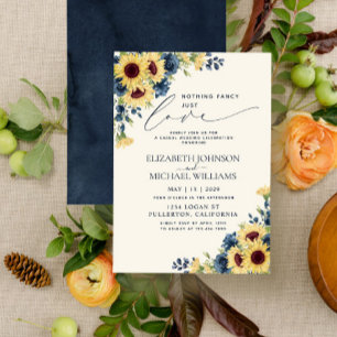 Nothing Fancy Just Love Sunflower Blue Wedding Invitation
