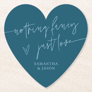 Nothing Fancy Just Love Teal Wedding Paper Coaster