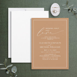 Nothing Fancy Just Love Terracotta Casual Wedding Invitation