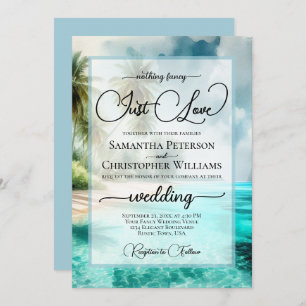 Nothing Fancy Just Love Tropical Beach Wedding Invitation