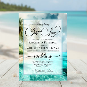Nothing Fancy Just Love Tropical Beach Wedding Invitation