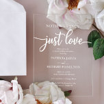 Nothing Fancy Just Love Wedding Acrylic Invitations<br><div class="desc">Our stunning wedding invitations are easy to personalise with your details, and your guests will love them. Customise them with your information to impress everyone. If you have any special requests, please feel free to chat with us. PLEASE NOTE: For assistance on orders, shipping, product information, etc., contact Zazzle Customer...</div>