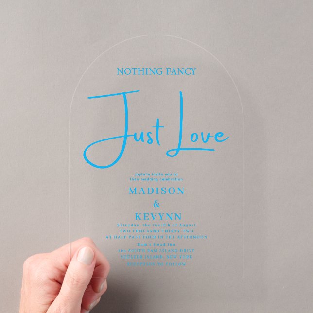Nothing Fancy Just Love Wedding  Acrylic Invitations (Insitu (Handheld))