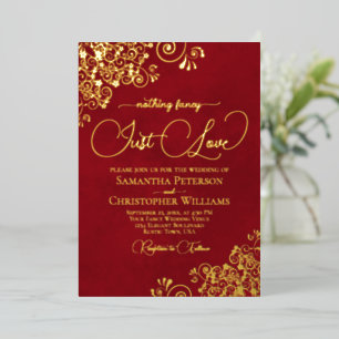 Nothing Fancy Just Love Wedding Crimson Red & Gold