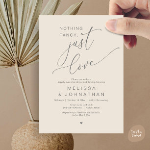 Nothing Fancy, Just Love, Wedding Dinner Dancing Invitation