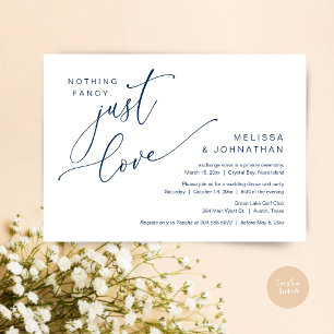 Nothing Fancy, Just Love, Wedding Elopement Dinner Invitation