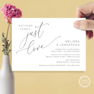 Nothing Fancy, Just Love, Wedding Elopement Dinner Invitation