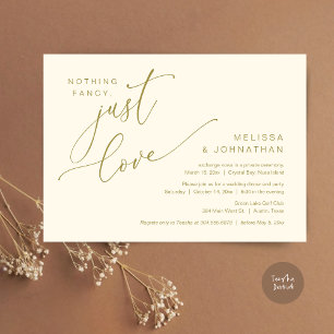 Nothing Fancy, Just Love, Wedding Elopement Dinner Invitation