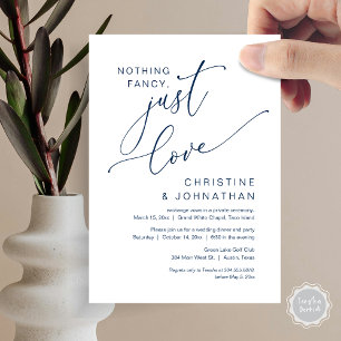 Nothing Fancy, Just Love, Wedding Elopement Dinner Invitation