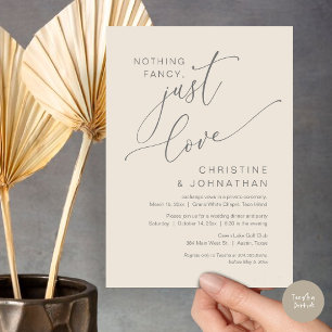 Nothing Fancy, Just Love, Wedding Elopement Dinner Invitation