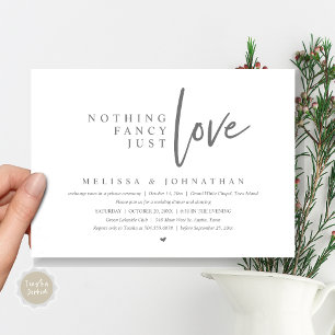Nothing Fancy, Just Love Wedding Elopement Dinner Invitation
