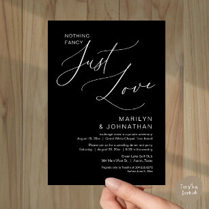 Nothing Fancy, Just Love, Wedding Elopement Dinner Invitation