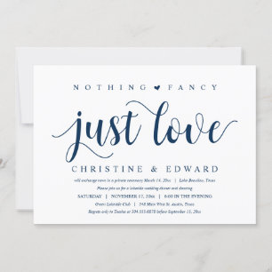 Nothing Fancy, Just Love, Wedding Elopement Dinner Invitation