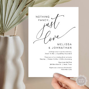 Nothing Fancy, Just Love, Wedding Elopement Invita Invitation