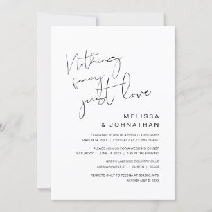 Nothing Fancy, Just Love, Wedding Elopement Invitation