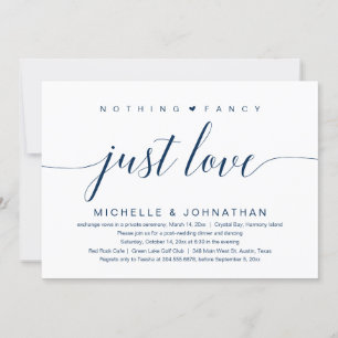 Nothing Fancy, Just Love, Wedding Elopement Invitation