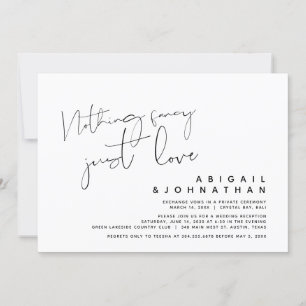 Nothing Fancy, Just Love, Wedding Elopement Invitation