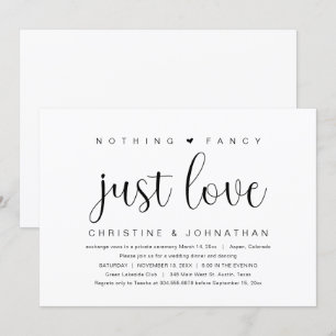 Nothing Fancy Just Love, Wedding Elopement Party I Invitation