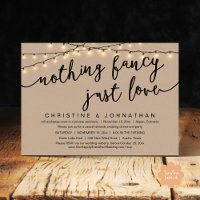 Nothing Fancy, Just Love, Wedding Elopement Party