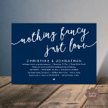 Nothing Fancy, Just Love, Wedding Elopement Party Invitation<br><div class="desc">Announce your happily ever after in style (Nothing Fancy, Just Love) with our modern rustic navy blue design wedding elopement celebration invitation card. Our Happily Ever After Party Celebration Invitation card is ideal for couples who have decided to elope and want to host a party to celebrate their union. With...</div>