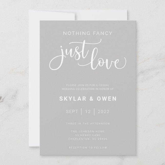 Nothing Fancy Just Love Wedding Invitation (Front)
