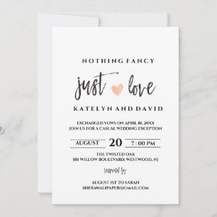 Nothing Fancy Just Love Wedding Invitation