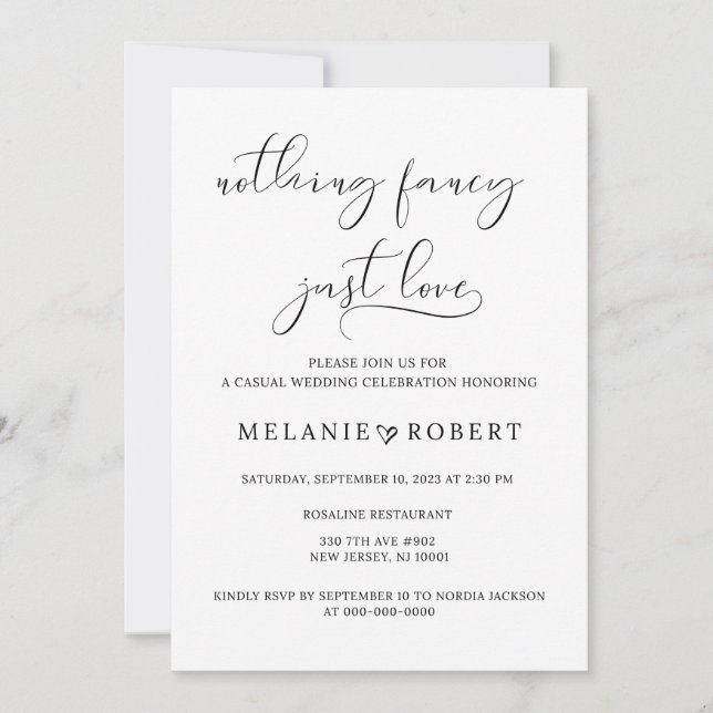 Nothing Fancy Just Love Wedding Invitation (Front)