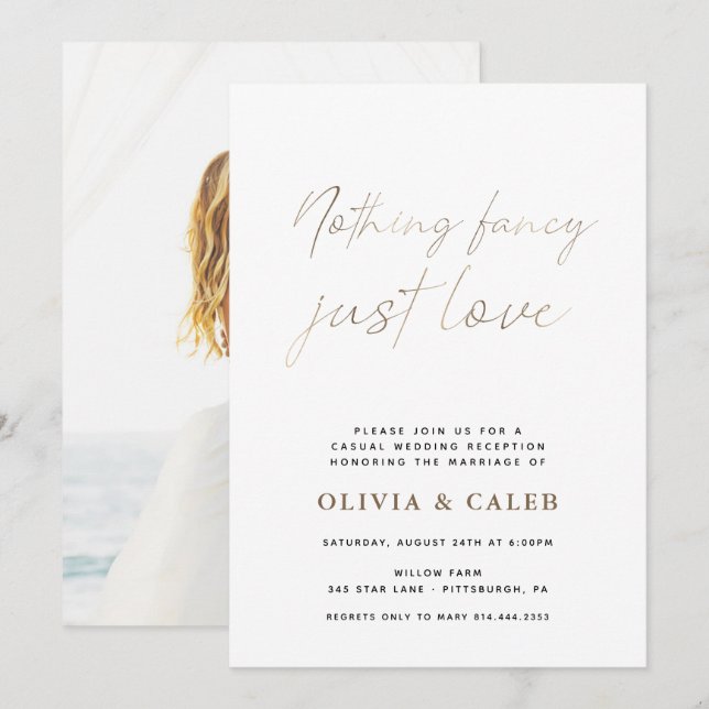 Nothing Fancy Just Love Wedding invitation (Front/Back)