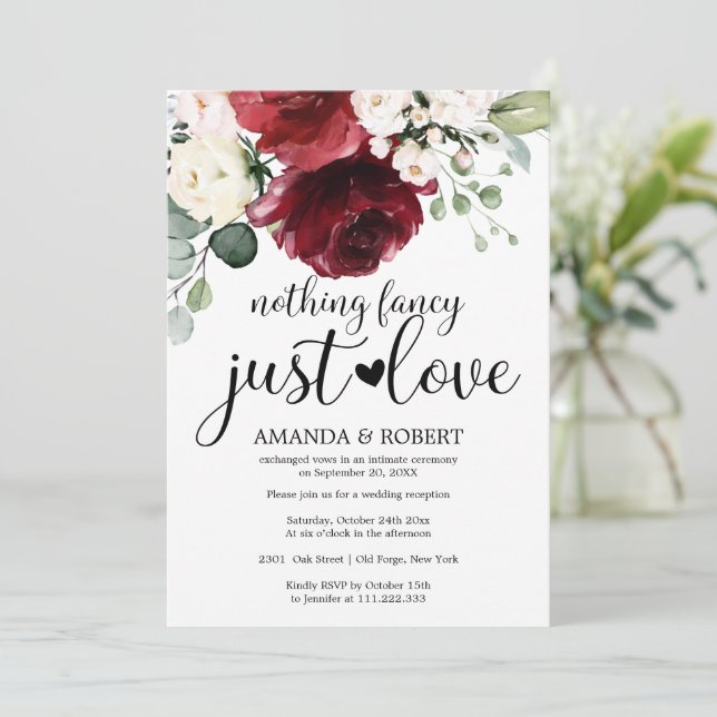 Nothing Fancy Just Love Wedding Invitations (Standing Front)