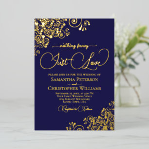 Nothing Fancy Just Love Wedding Navy Blue & Gold