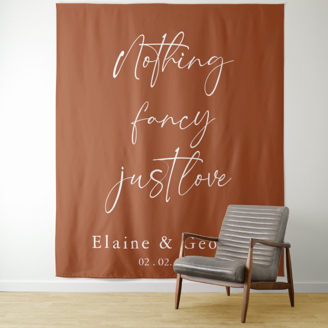 Nothing Fancy Just Love Wedding Photo Backdrop Tapestry (In Situ)