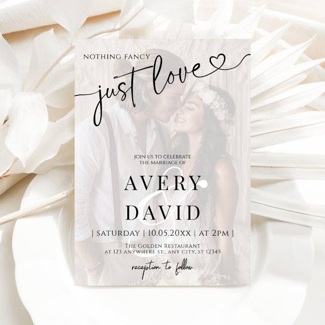 Nothing Fancy Just Love Wedding Photo Invitation (Creator Uploaded)