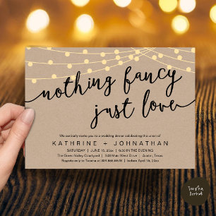 Nothing Fancy, Just Love, Wedding Reception Dinner Invitation