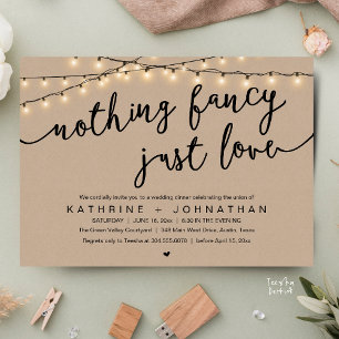 Nothing Fancy, Just Love, Wedding Reception Dinner Invitation