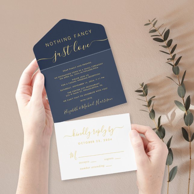 Nothing Fancy Just Love Wedding Reception Foil All In One Invitation (Creator Uploaded)
